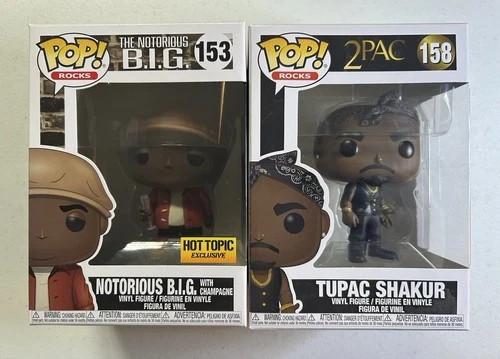 Funko Pop! Rocks Notorious BIG Biggie #153 Hot Topic & Tupac Shakur 2Pac #158