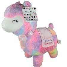 KellyToy Llama Plush Pastel Rainbow Embroidered Stuffed Animal Valentines Day