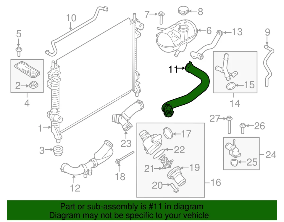 Genuine Ford 2018-2023 Ford Mustang - Upper Hose JR3Z-8260-B - Image 2 of 4