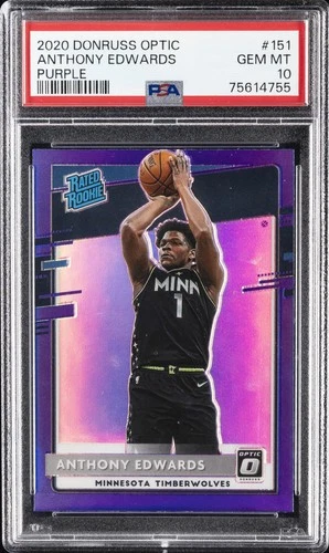 2020 PANINI DONRUSS OPTIC PURPLE #151 ANTHONY EDWARDS ROOKIE RC PSA 10