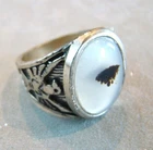 Vintage Wheeler Manufacturing Sterling Silver Montana AGATE Eagle Ring Size 10