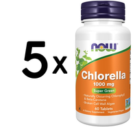 5 X Now Foods Chlorella, 1000Mg - 60 Tablets (183,17 Eur/Kg)