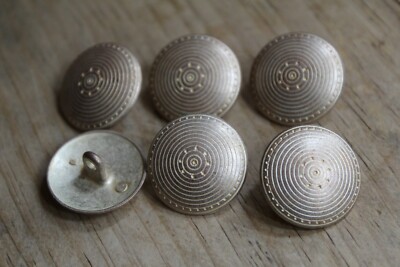 6x 22 mm matt rosegold runde Metallknöpfe Vintage Art Deco Schild Stil