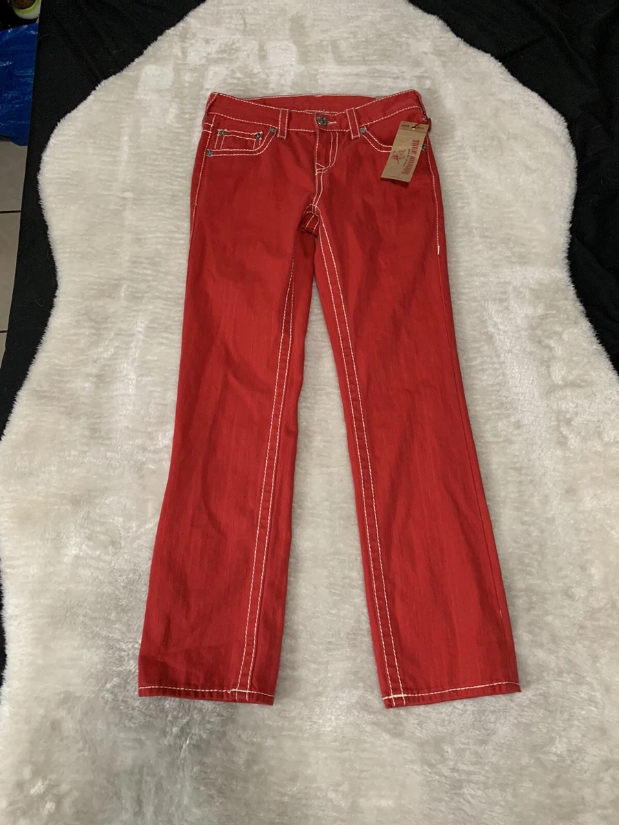 True Religion Straight Big T Girls Youth Womens Red Jeans Size 12