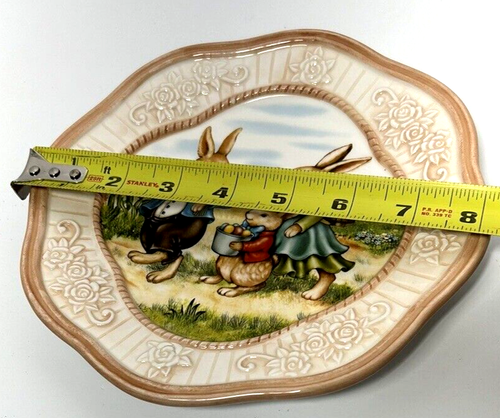 2011 Yankee Candle C/T Vintage Easter Bunny Family Plate Rabbit Holiday Decor - Picture 11 of 15