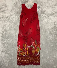 Vintage Women Tropical Beach Hawaiian Flower Tie Back Midi Maxi Shift Dress 6