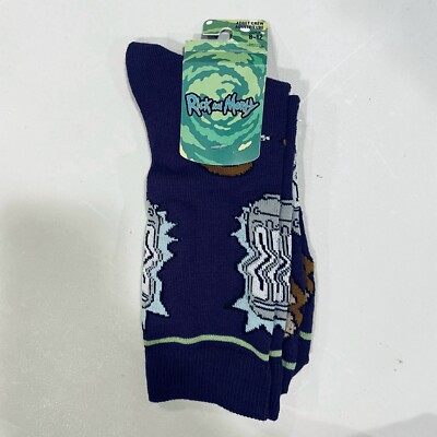 Rick And Morty Size 8-12 Purple Adult Crew Swim Graphic Socks