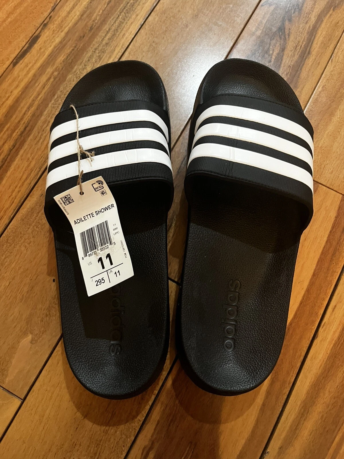 Adidas Uomo Adilette Scivoli Doccia Navy Colore Nero Stile AQ1703 Taglia 11 Nuovi