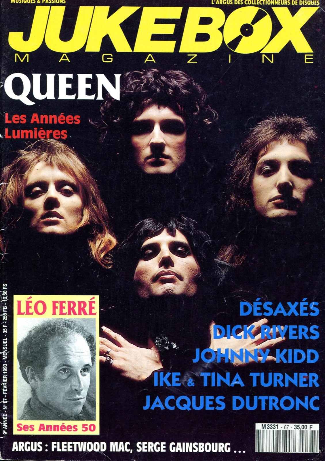 JUKE BOX MAGAZINE - N°67 Fevr 96 - QUEEN, Léo Ferré, Johnny Kid, Argus ...