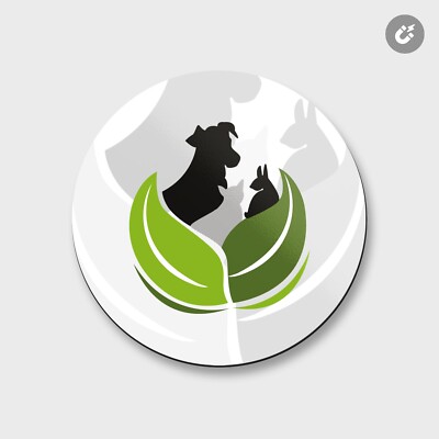 Cat Dog Rabbit Silhouettes Icon Animal | 4'' X 4'' Round Decorative Magnet