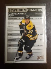 2023-24 Hampus Lindholm Stat Box Fillers Upper Deck Series 1 Hockey Boston...
