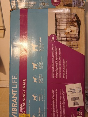 Vibrant Life Single Door Folding Metal Wire Dog Crate with Divider and Tray, Bla - Picture 8 of 9