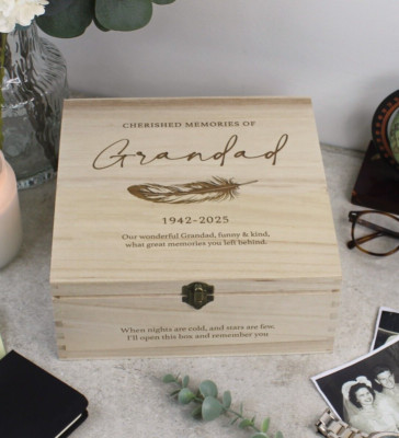 Personalisierte Andenkenbox aus Holz Papa Opa Erinnerung Erinnerungsbox