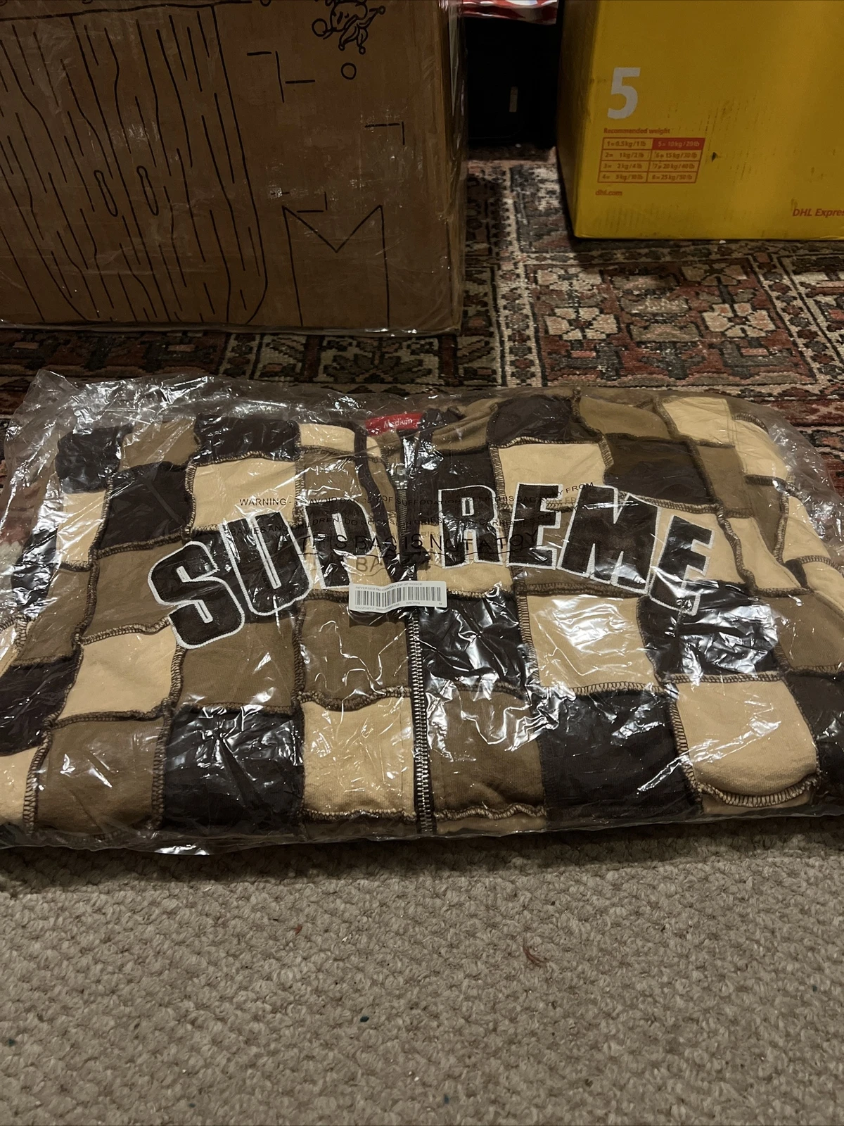 Veste patchwork homme Supreme zippée marron taille M neuve avec étiquette