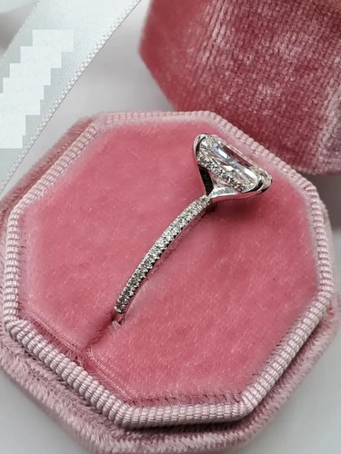 2.60CT Elongated Radiant Lab Grown Diamond Hidden Halo Anniversary Ring 14k Gold - Picture 8 of 17