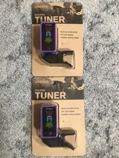 2x D'Addario Eclipse Headstock Guitar & Bass Tuner Purple PW-CT-17PR