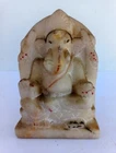 Antique Old Hand Carved White Italian Marble Elephant Hindu God Ganesha Statue