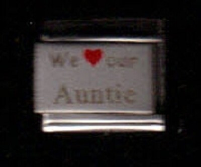 WE RED HEART Love OUR AUNTIE  WHOLESALE ITALIAN CHARM 9MM K#14