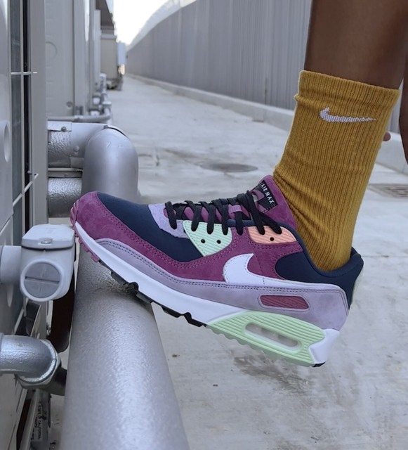 Nike Women's Air Max 90 Light Silver/Geode Teal-Bordeaux - 325213-058