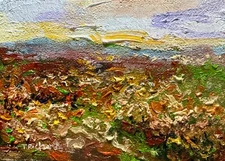 Wildflowers Oil painting ORIGINAL art Mount floral field artwork Landscape 5x7"