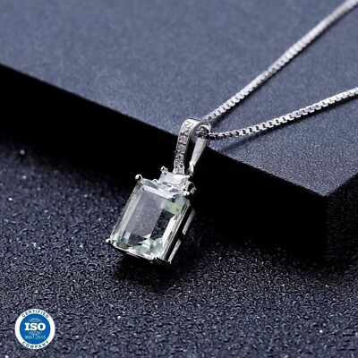 925 Sterling Silber Halskette 2,05 kt grüner Amethyst