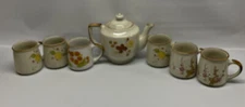 Norleans Korea Teapot With 6 Mugs Set Lemon, Flower, Blossoms Excellent