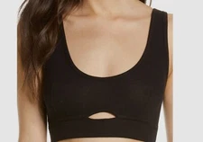 $80 Else Women's Black Ribbed Cutout Bralette Bra Size M