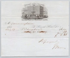 1847 Howard Hotel Broadway Ave. New York City NY Illustrated Billhead BH1-44