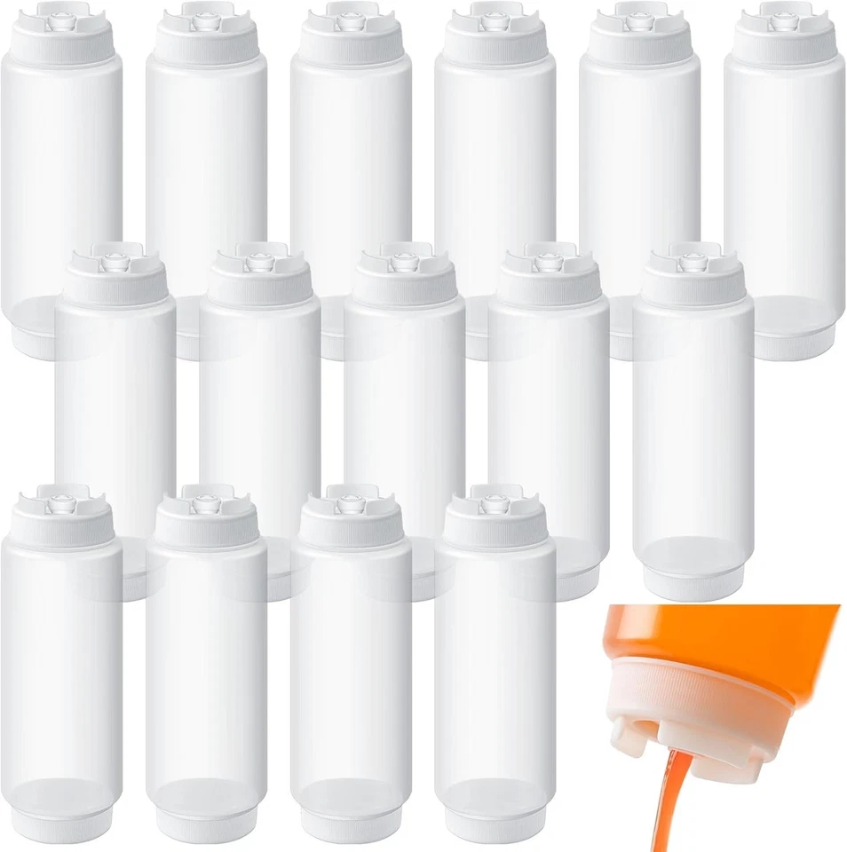 Versátiles dispensadores de compresión de 32 oz - botellas de plástico transparente para cocinar y manualidades Foto 3 de 4
