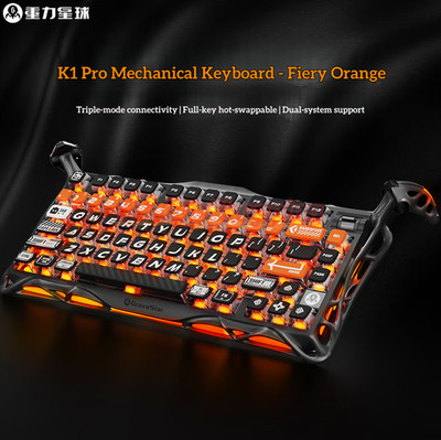 Gravastar Mercury K1 Pro 75% Wireless Mechanical Gaming Keyboard-Orange -QWERTYU
