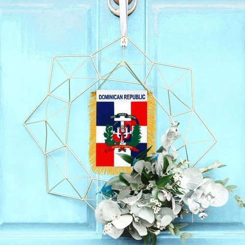 2 Piece Dominican Republic Fringy Window Hanging Flags-4x6" Dominican Mini Flag - Picture 6 of 10