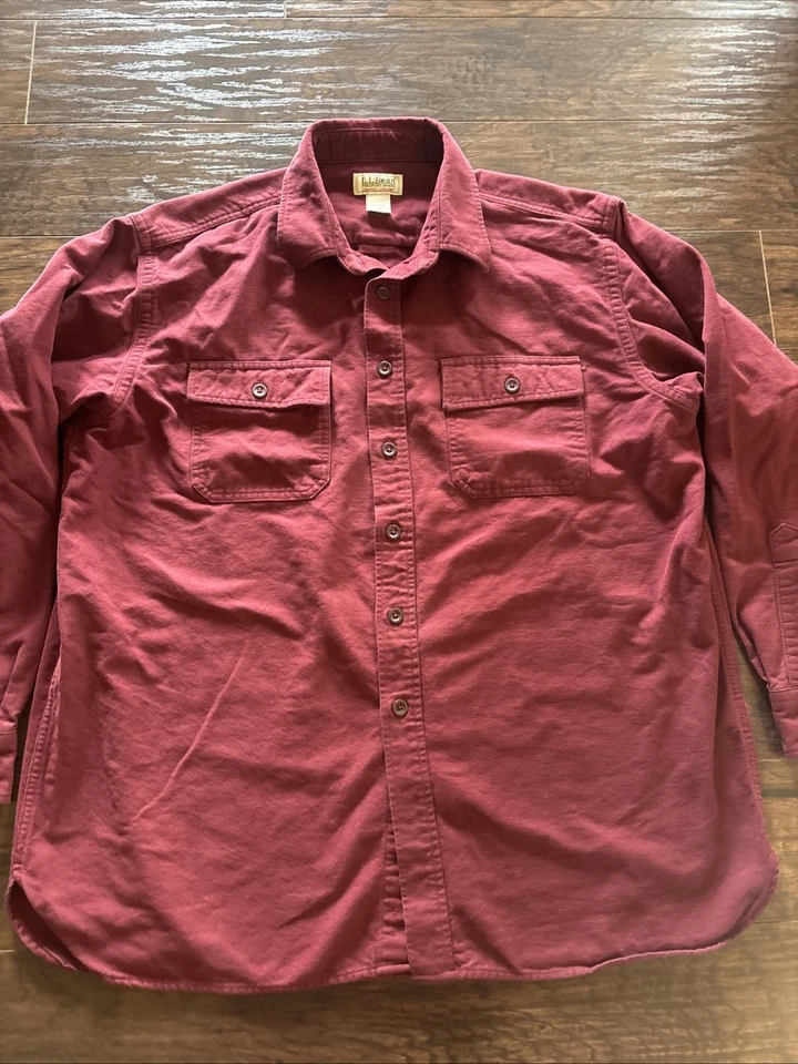 LL Bean Chamois Flannel Shirt Men XL Reg Traditional Fit Dark Red Outdoors - Image 3 of 4