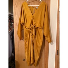 ASOS Mustard V-Neck Tie-Front Dress