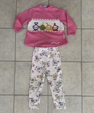 Rare VTG 90s Y2K Teletubbies 4T Girls Pink Sweatshirt Leggings Activewear Set