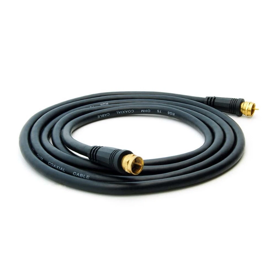 12FT F Type Male to Male Screw On RG6 Coaxial Cable TV Antenna Satellite Gold - Image 2 of 4