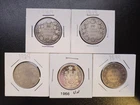 Lot of 5 Canada Silver 50 Cent Coins Canadian Half Dollars