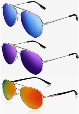 Sunglasses Aviator (Polarized) Men/Women UV Protection [Set 3] With case [LUENX]