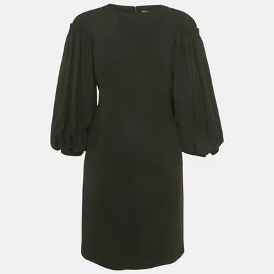 Alexander McQueen Negro Lana Crepé Manga Abullonada Mini Vestido M - Imagen 1 de 4