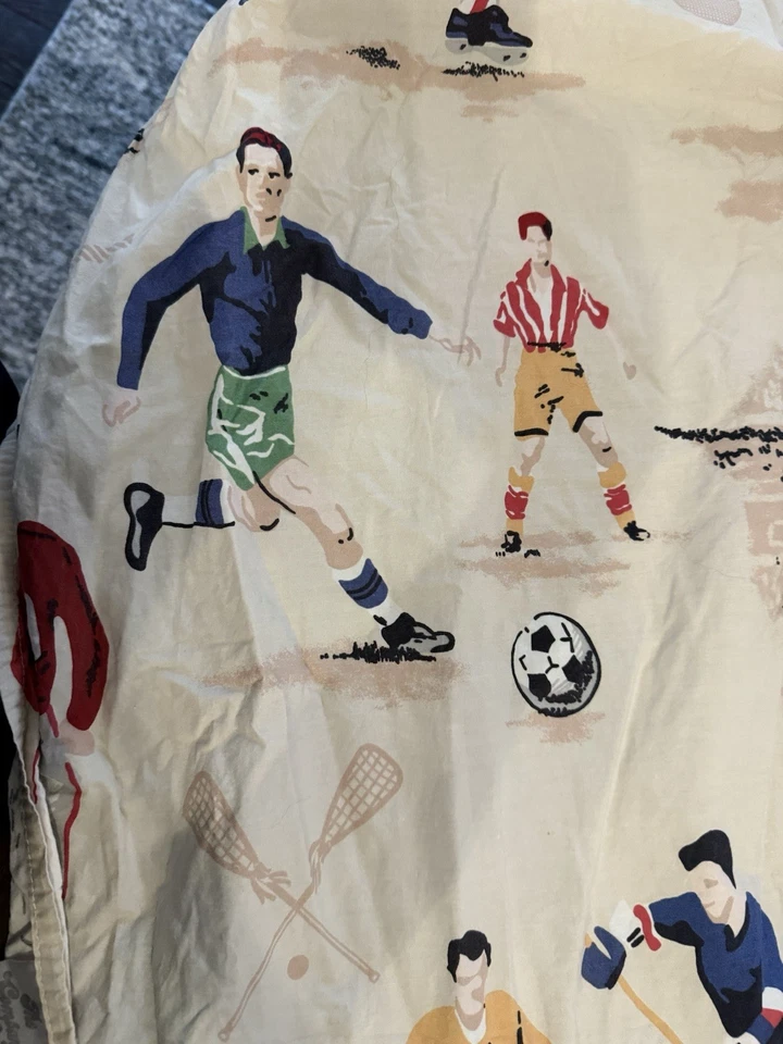 THE COMPANY STORE~Vintage Sports Theme~Flat TWIN Cotton Sheets~EUC - Imagem 4 de 4