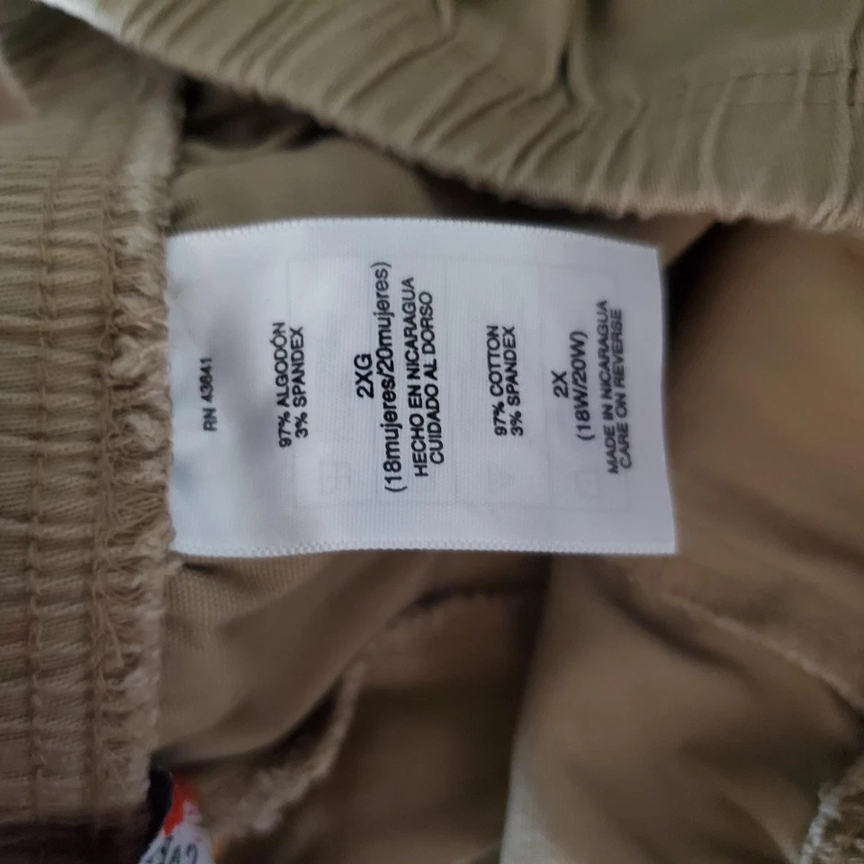 Pantalones capri Just My Size para mujer 2XL caqui cintura elástica ojal dobladillo Foto 2 de 4