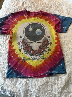 Vintage 1992 Grateful Dead Liquid Blue Tie Dye Space Your Face Tshirt Men Small