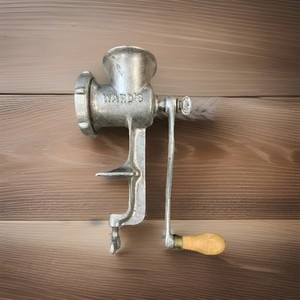 Montgomery Ward's Cast Iron Meat Grinder Wood Handle Vintage Rare Condition 🔥