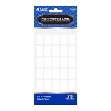 BAZIC White Multipurpose Label, 1/2" X 3/4", 510/Pack, Paper