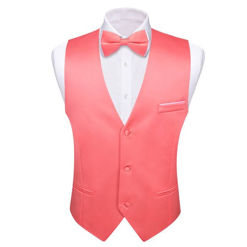 Men's Tuxedo Vest & Bowtie/Necktie Set, Classic Formal Waistcoat Paisley Floral - Picture 41 of 224
