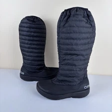 OOFOS Black Quilted Textile OOmg Recovery Tall Winter Boots US Women’s 8/EU 39