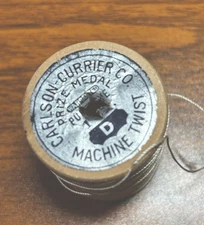Wooden Spool Carlson Currier Co Machine Twist partial thread beige VTG