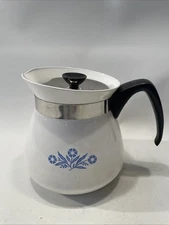 Vtg Corning Ware Tea Kettle, 2 Qt. " Corn Flower " Design 7"h X 7"W 1950s 