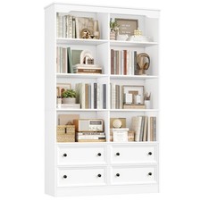 Tall Bookcase with Drawers Free Standing Bookshelf Shelving Unit 180x100x30cm