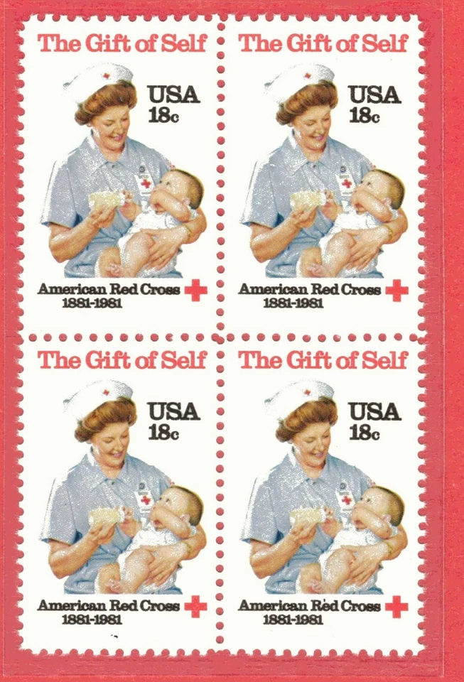 # 141 18c American Red Cross # 1910 1981 USPS COMMEMORATIVE STAMP PANEL - Image 2 of 2