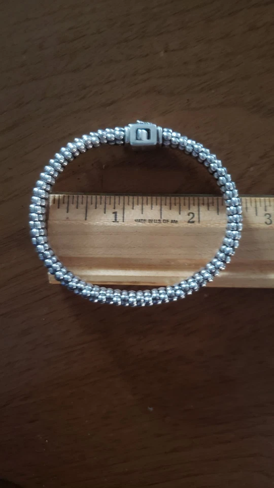 Lagos Caviar Sterling Bracelet 9mm Wide, Caviar Beads Excellent Condition 1.59oz - Image 4 of 4